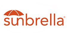 Sunbrella orange logo with an umbrella over the word “sunbrella”