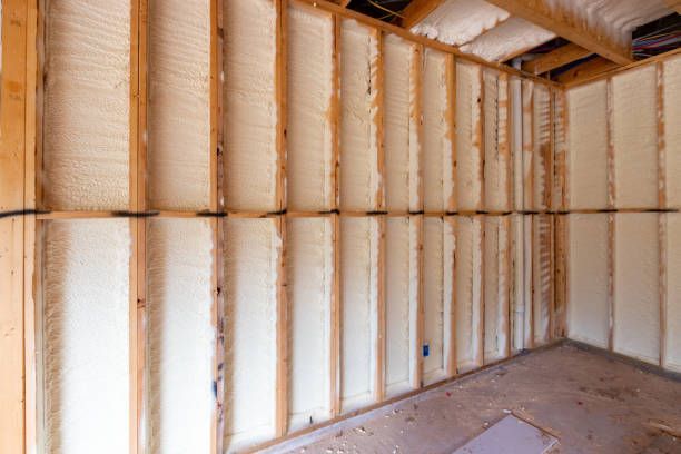 A room with foam insulation on the walls and ceiling