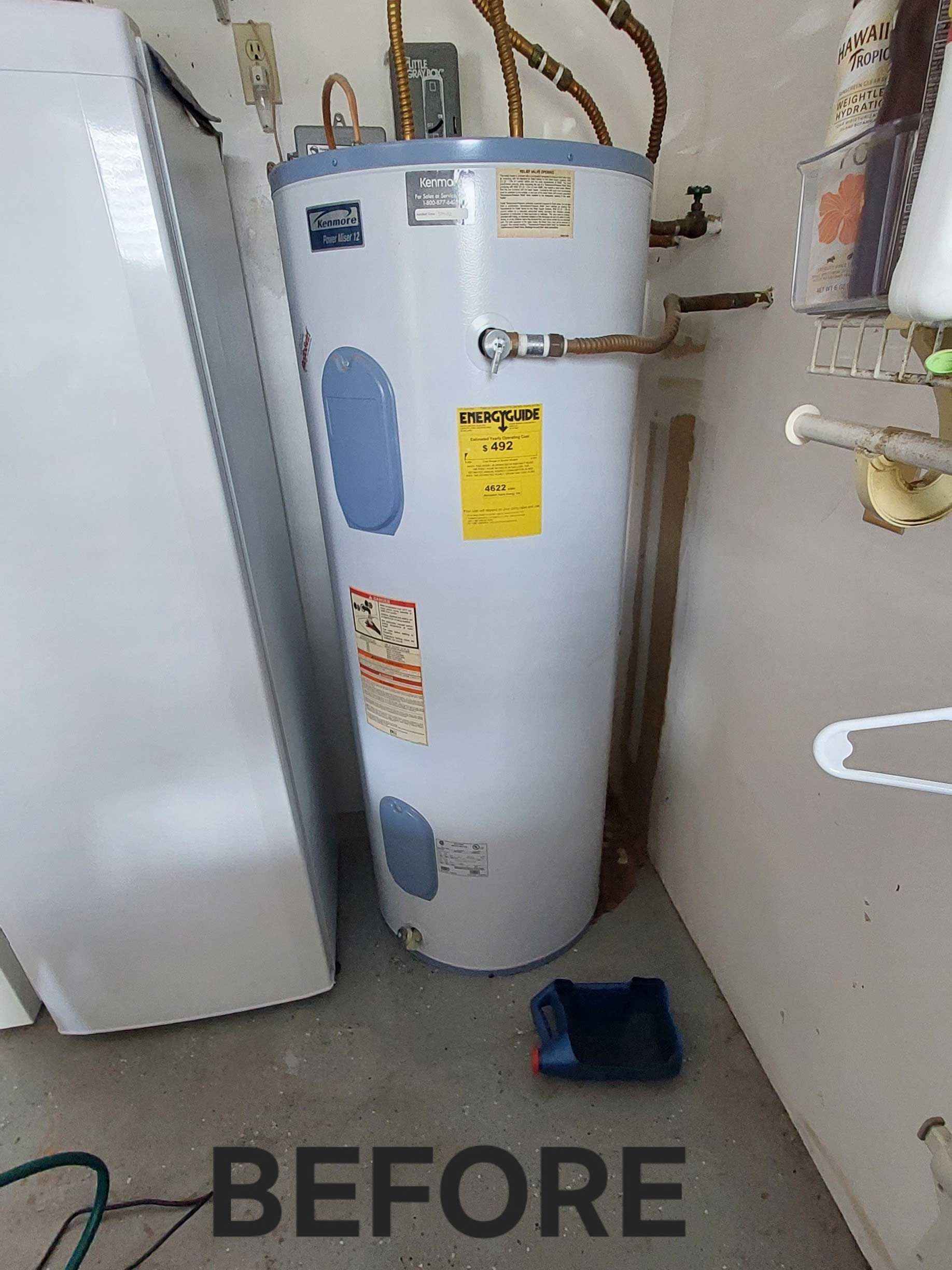 water heater tank replacement - before