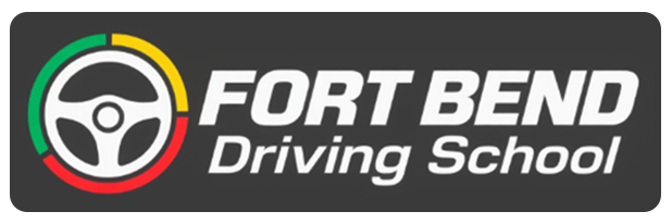Fort Bend Driving School logo with black text and a stylized road icon