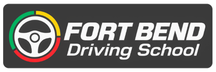 Fort Bend Driving School logo with black text and a stylized road icon