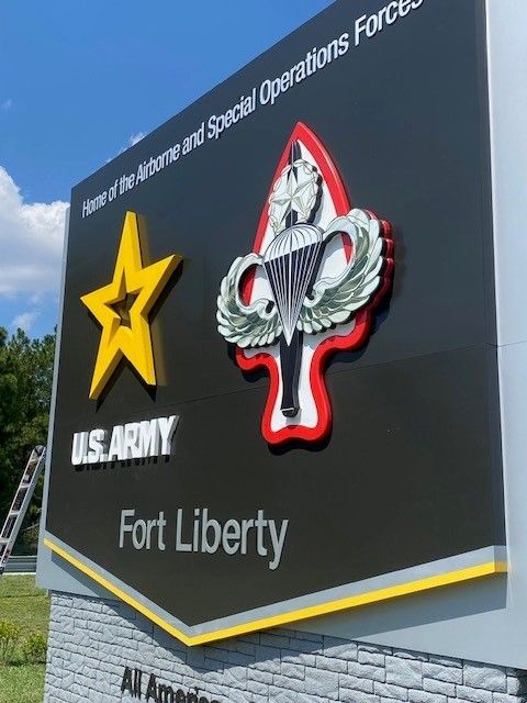 A sign for the u.s. army fort liberty