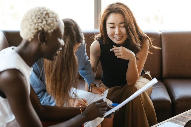 Three women meet