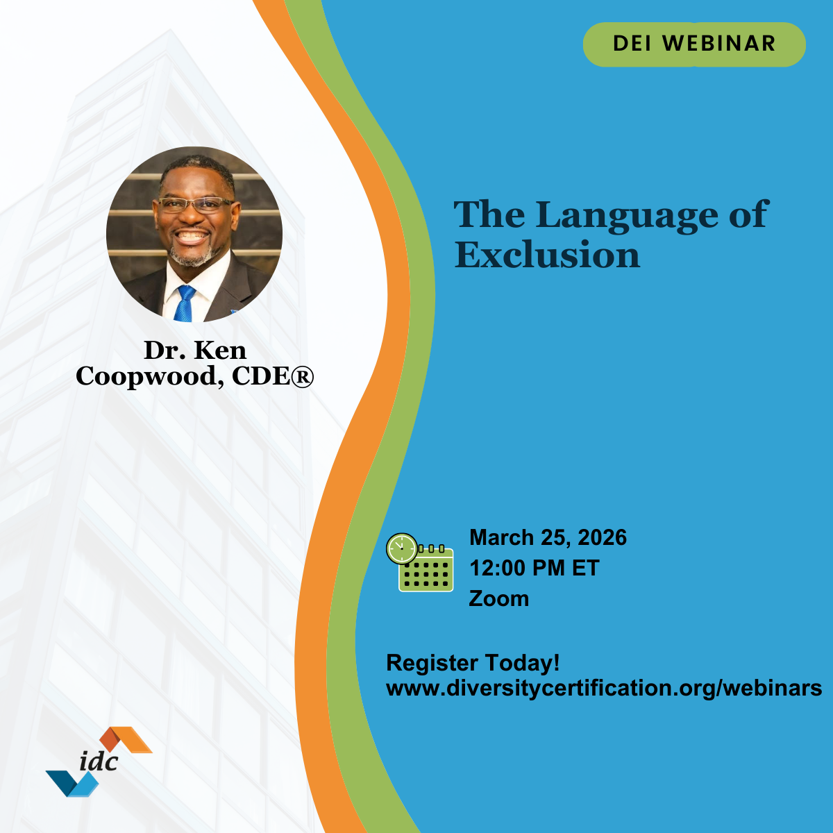 Image of Dr. Ken Coopwood, speaker for the Language of Exclusion