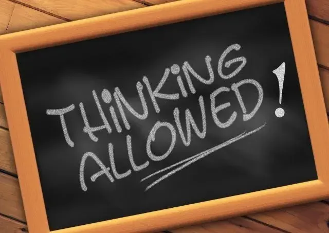 thinking allowed! written on a chalkboard