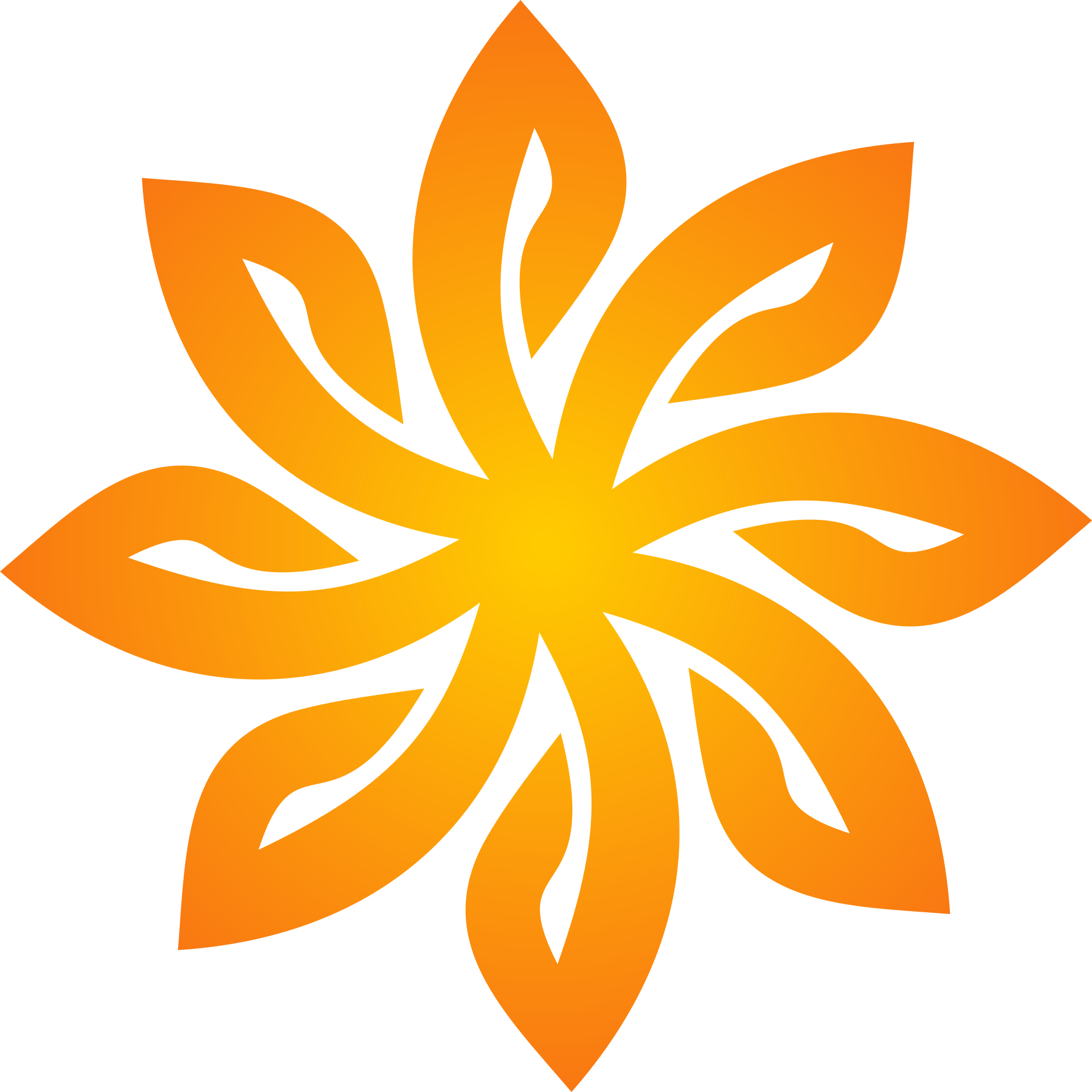 An orange flower-type graphic with 8 petals reflecting the domains and competencies