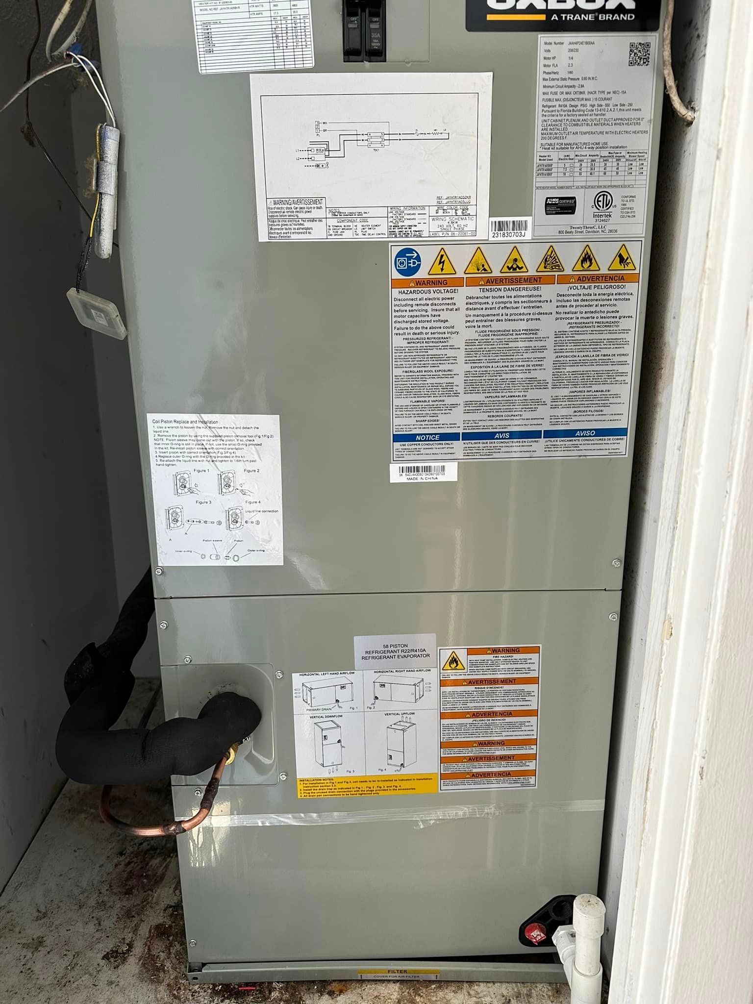 A refrigerator with a lot of stickers