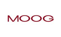 MOOG logo in dark red on a white background