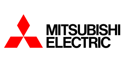 Mitsubishi Electric logo: three red diamonds form a shape, with 