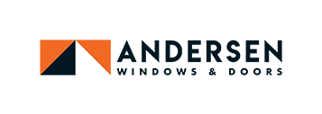 Andersen Windows & Doors logo: Orange and black geometric shapes with the company name and tagline.