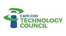 Logo for Cape Cod Technology Council: Blue and white lighthouse with green accents and text.