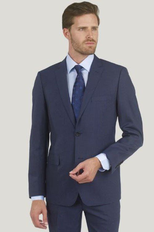 blue suit with blue necktie