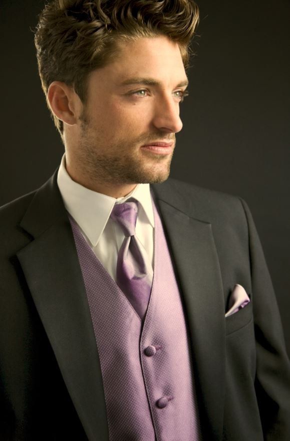 violet vest and necktie