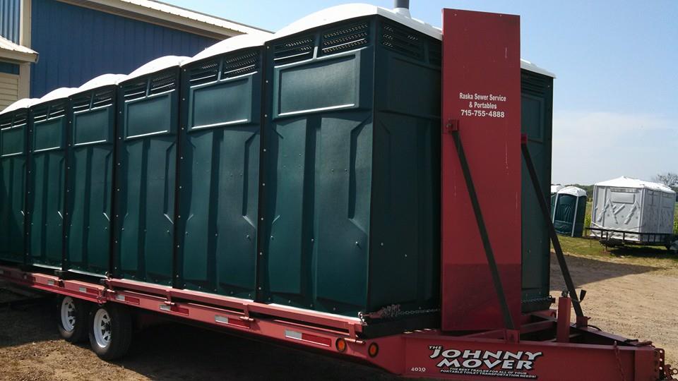 portable toilets ready to set up for outdoor