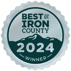 A badge that says best of iron county winner 2024