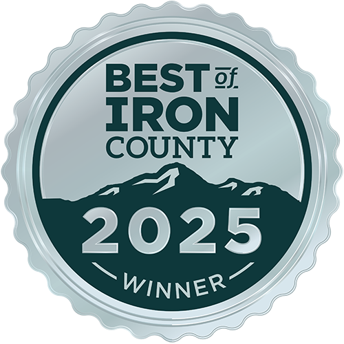 A badge that says best of iron county winner 2025