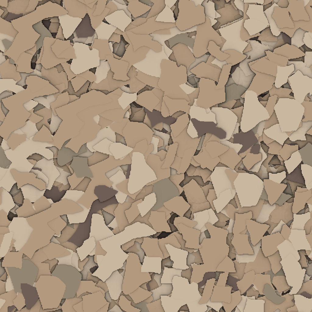 Tan and brown speckled floor coating.