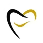 Black and gold heart-shaped logo with curved lines, possibly for a health or wellness brand.