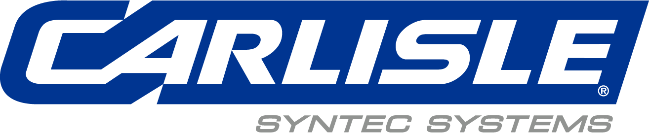 The logo for carlisle syntec systems is blue and white