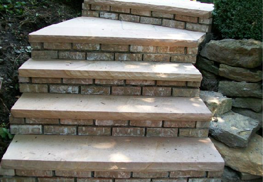 A set of stairs made of bricks and stone