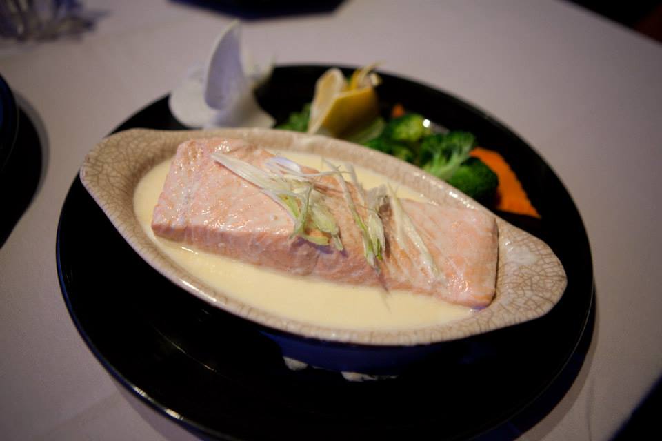 Poached Salmon in Light Cream Sauce