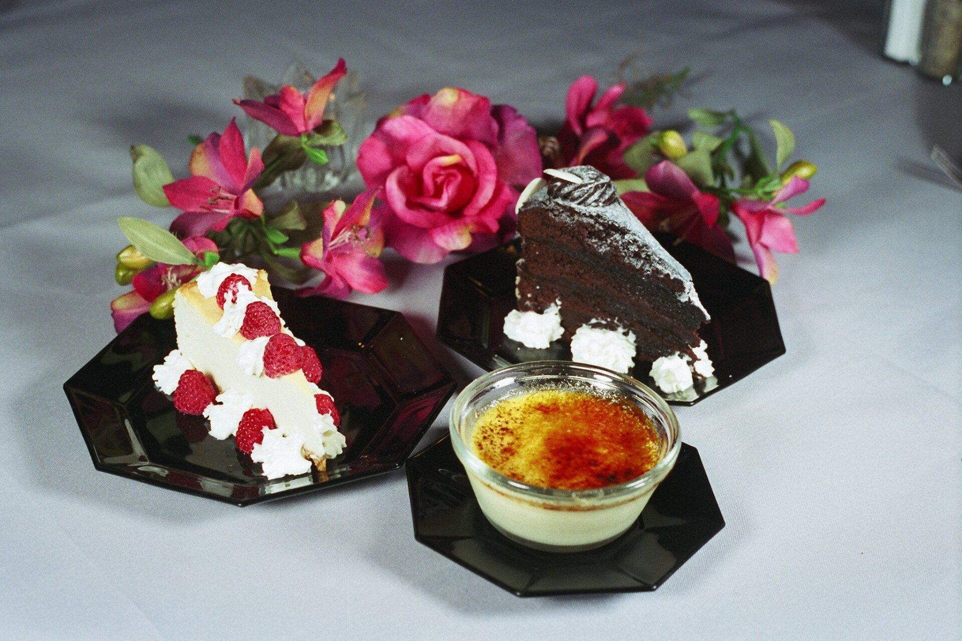 Cheesecake, Creme Brulee, Chocolate Cake