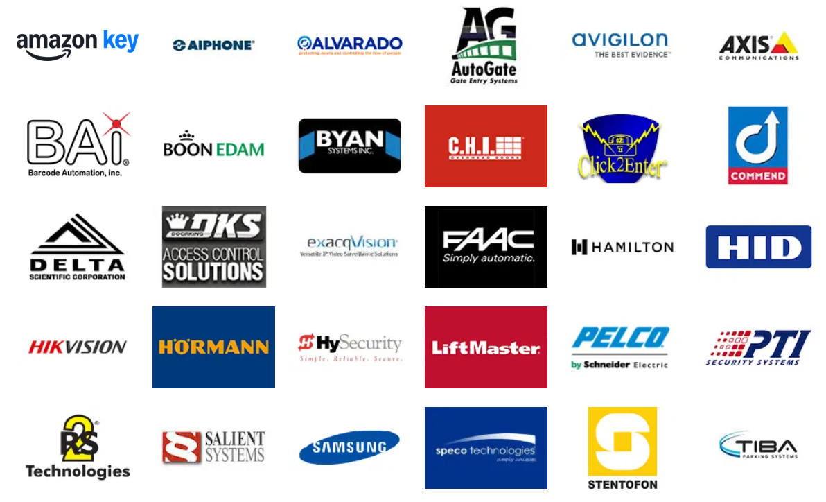 Logos of various security and access control companies.