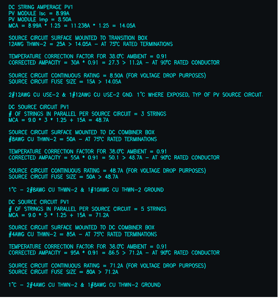 DC String Amperage Calculation