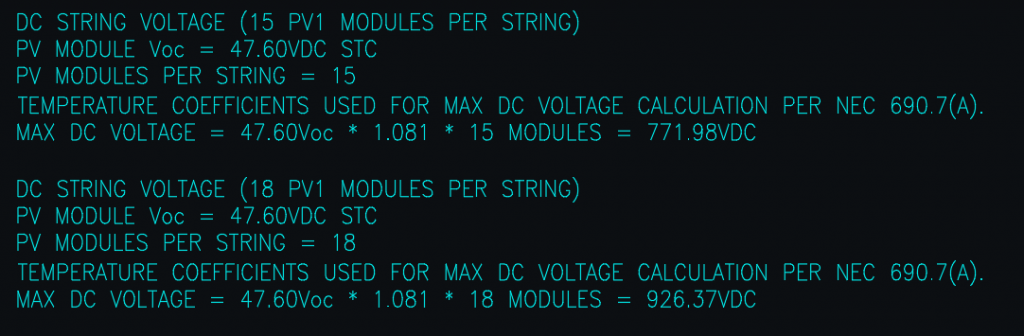 DC String Voltage Calculation