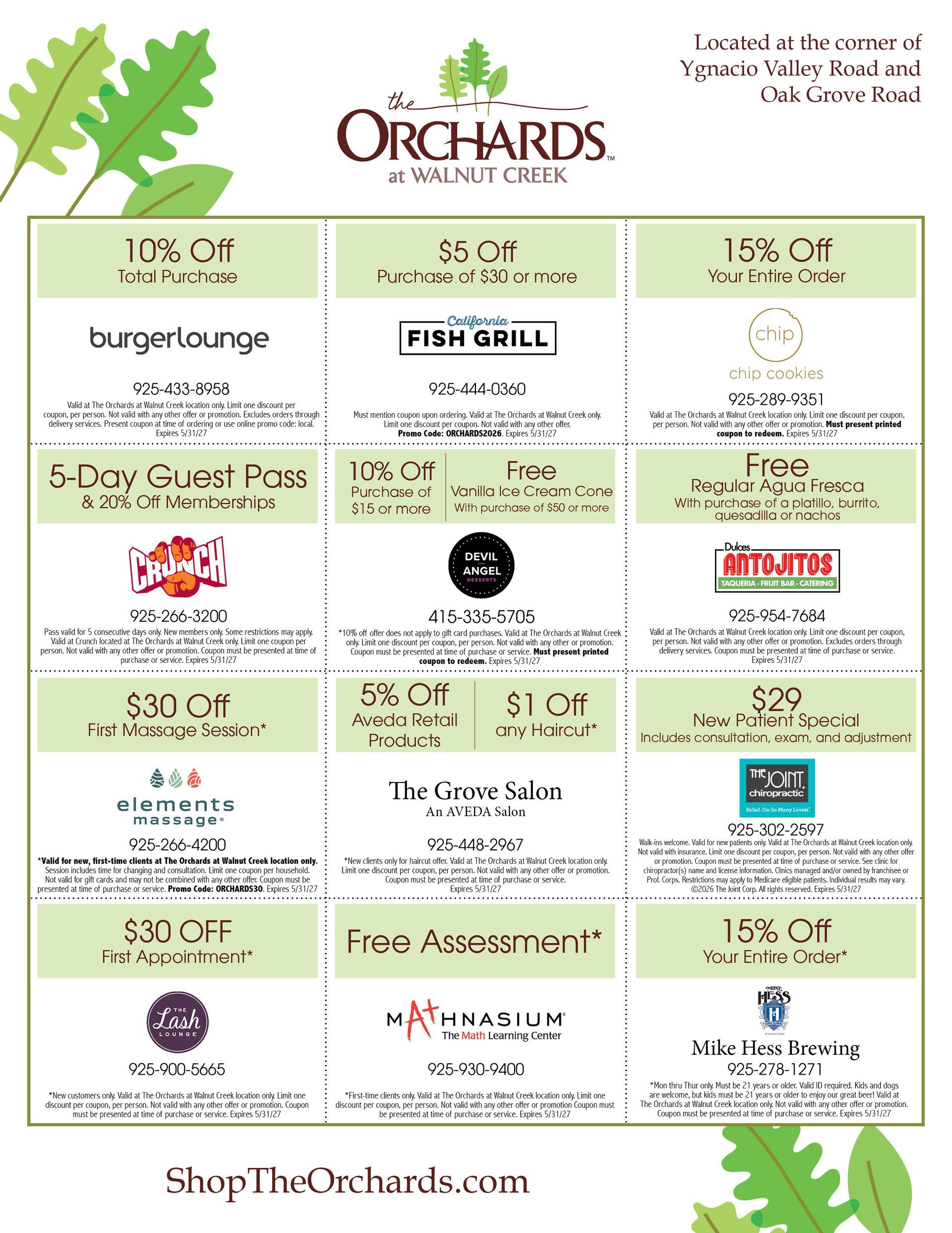 orchards and walnut creek offers