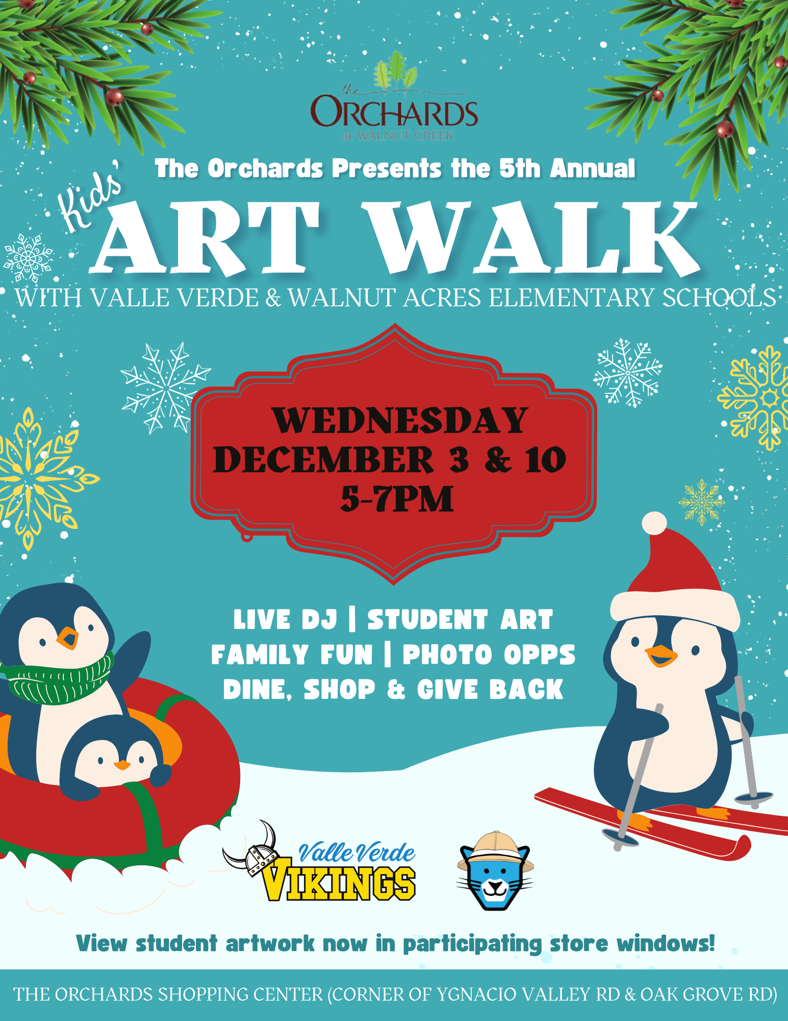 Ad for kids art walk December 3rd and 10th 5pm to 7pm