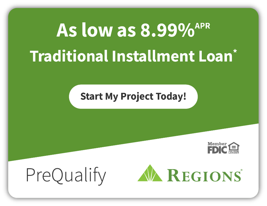 Green Regions loan ad with 8.99 APR and Start My Project Today button