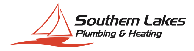 Southern Lakes Plumbing & Heating logo with red sailboat graphic and black text