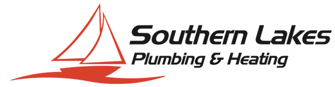 Southern Lakes Plumbing & Heating logo with red sailboat graphic and black-gray text