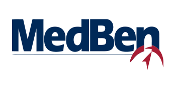 MedBen logo in navy blue text with a red stylized umbrella icon.