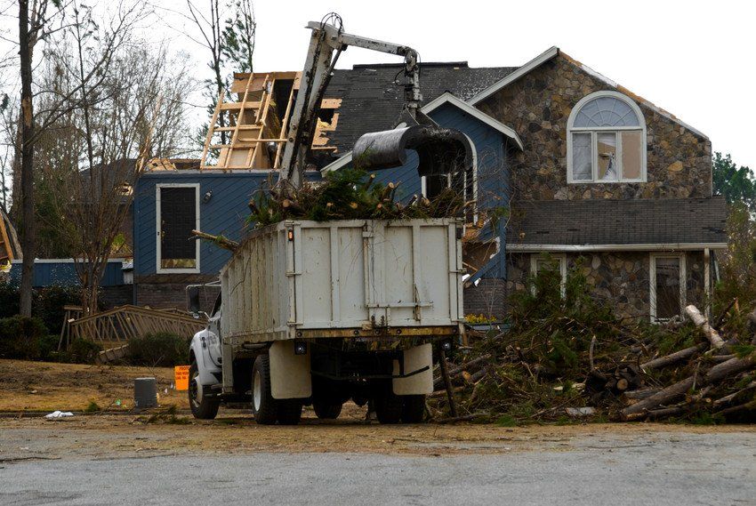 Truck clearing Storm damages