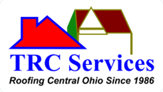 TRC Services logo with red and green roof graphic and tagline &ldquo;Roofing Central Ohio Since 1986&rdquo;