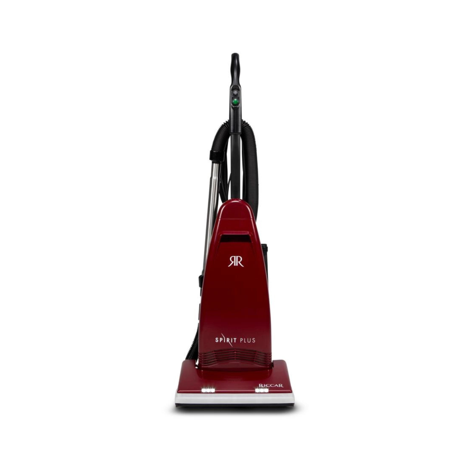 Red upright vacuum cleaner on a white background