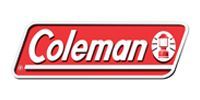 Coleman logo in red and white, featuring the brand name and a lantern icon.