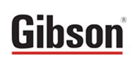 Gibson logo with the brand name in bold black text above a horizontal red line.