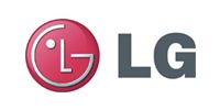 LG logo: Red circle with white outline, white 