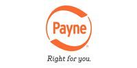 Payne logo: Orange circular design with the name 