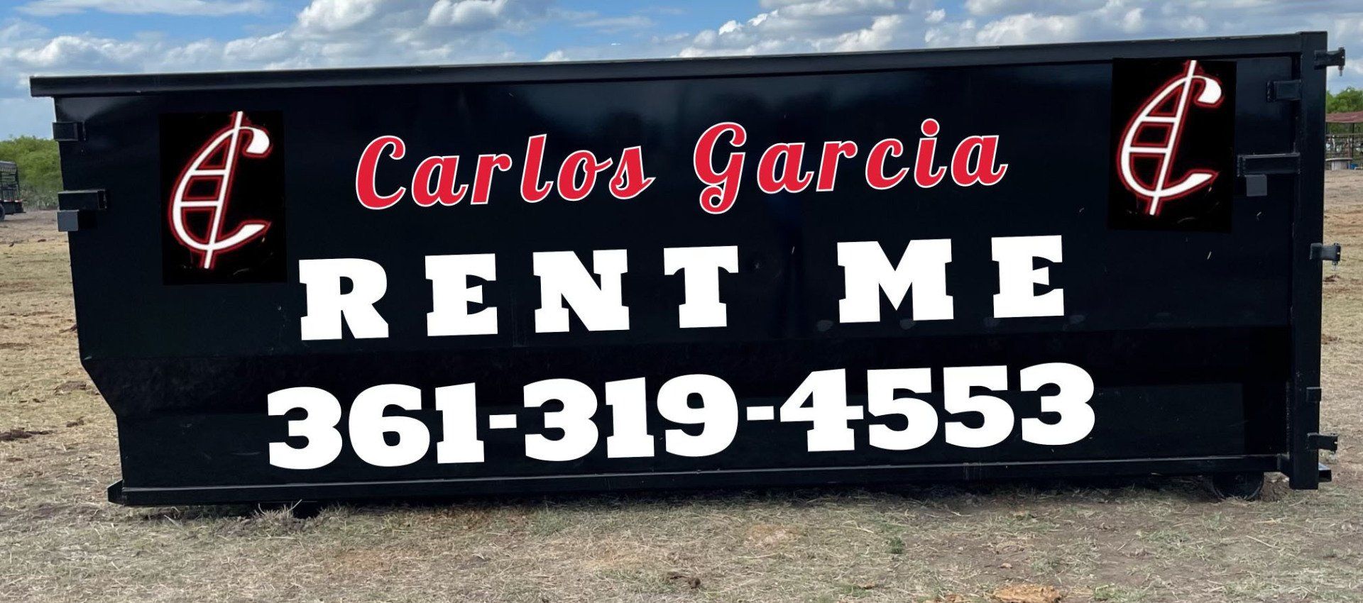 Dumpster with signage