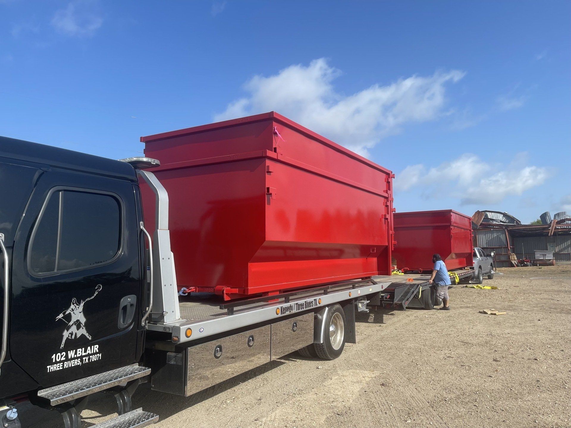 Red dumpster for rent