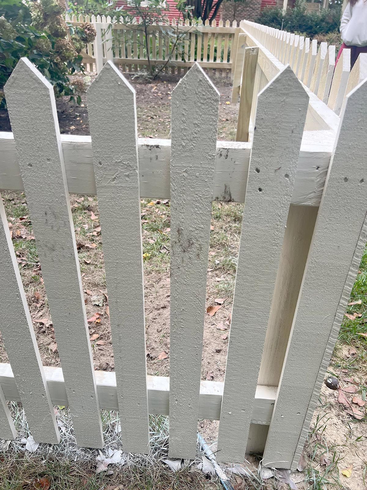 A newly installed wooden fence