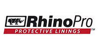 RhinoPro logo with rhino silhouette, black text, and red banner: 
