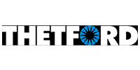 Thetford logo, white bold letters on a black background. 