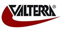 Valterra logo with black text on a red swoosh. The word 