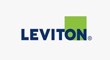 Leviton logo in blue text with a green square above the last letters