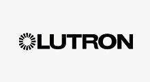 Lutron logo in black on a white background